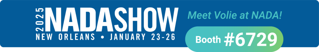 Announcement image that Volie is attending the NADA show 2025 in New Orleans, booth #6729