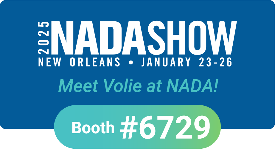 Announcement image that Volie is attending the NADA show 2025 in New Orleans, booth #6729